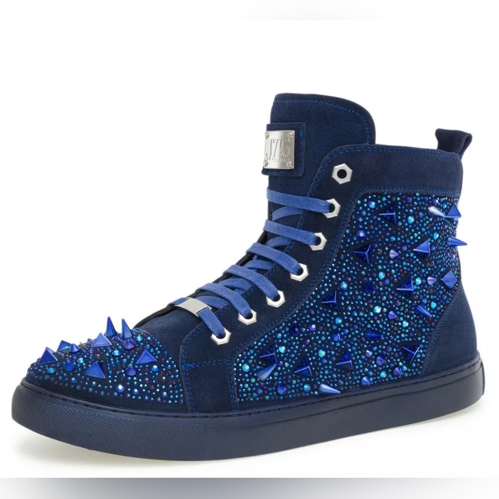 Men's J75 by Jump Zambia Navy Studded Suede High Top Sneakers